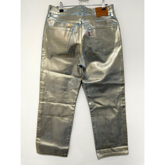 New Levis Silver Coated Ankle 501 Mid Rise Jeans 28 x 27 - Picture 8 of 9